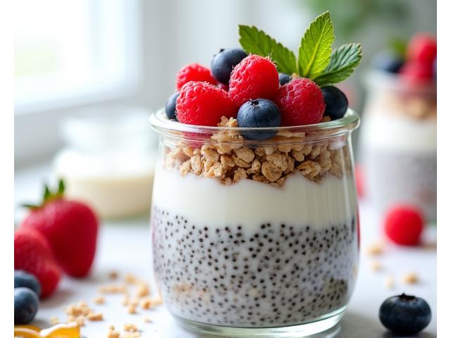 Snídaňový chia pudding s lesním ovocem