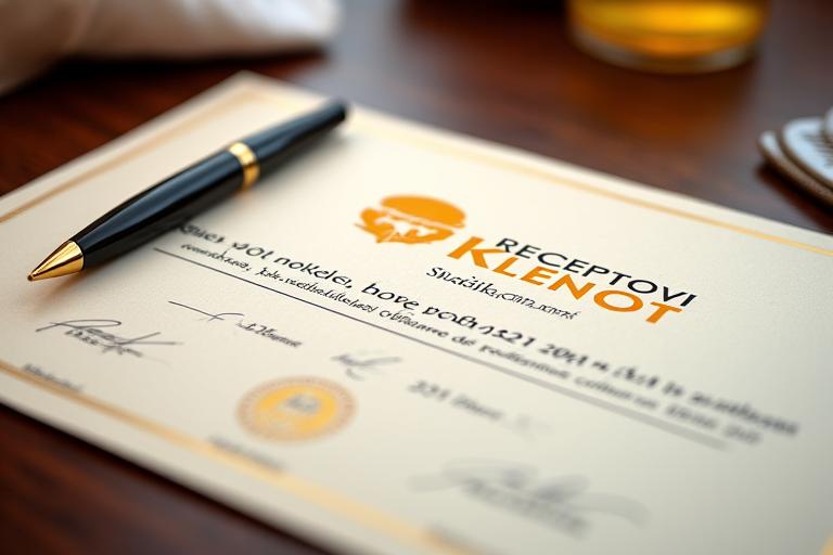 Ukázka certifikátu o absolvování kulinářského kurzu Rceptového Klenotu