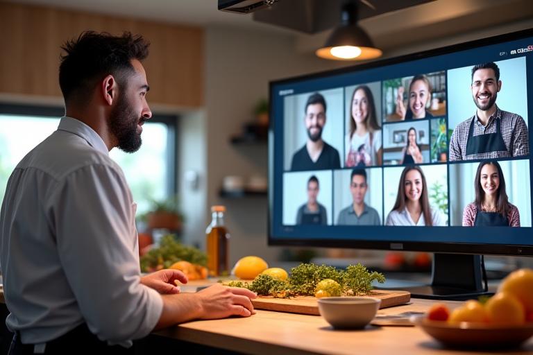 Učebna virtuálního vaření s interaktivním rozhraním a šéfkuchařem